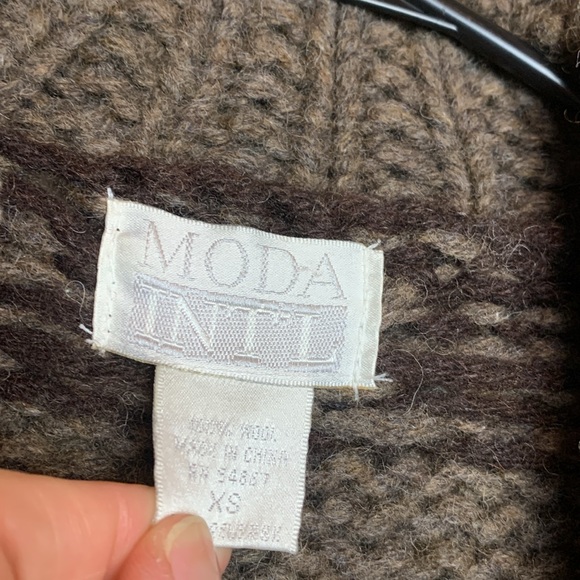 Moda Int’l Wool Full Zip Chunky Knit Sweater Big Lebowski CottageCore Style - Picture 4 of 16